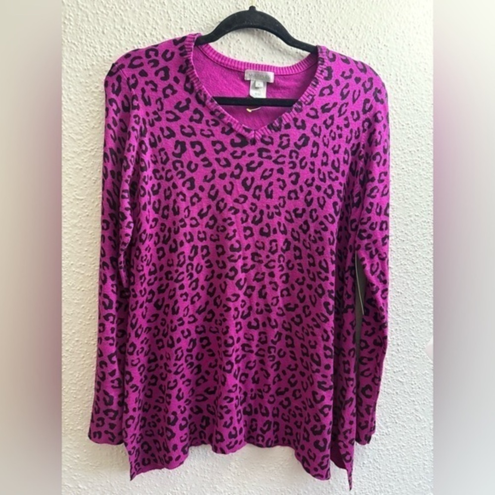 Multiples Purple-Black Leopard Print Top Size S/M